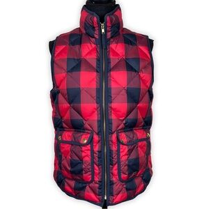 J. Crew Navy‎ and Red Plaid Down Filled Puffer Vest Size S
